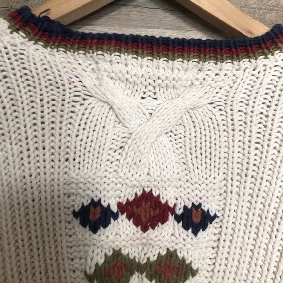 Vintage Chunky Knit Cottagecore Fisherman Crewneck Sweater Medium - Picture 9 of 13